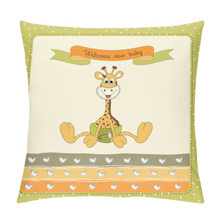 Personality  Baby Shower Card With Baby Giraffe Pillow Covers