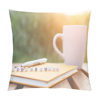 Personality  Good Morning Written In Letter Beads And A Coffee Cup On Table Pillow Covers