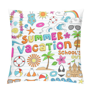 Personality  Summer Vacation Hawaiian Beach Doodles Vector Set Pillow Covers
