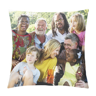 Personality  Family Having Picnic In Park Pillow Covers