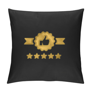 Personality  Badge Gold Plated Metalic Icon Or Logo Vector Pillow Covers