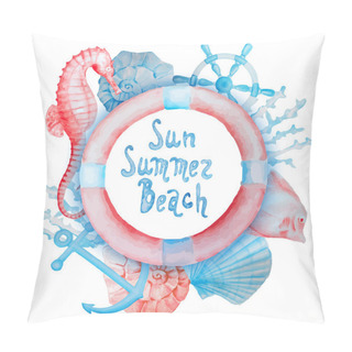Personality  Sun Summer Beach Frame Pattern Pillow Covers