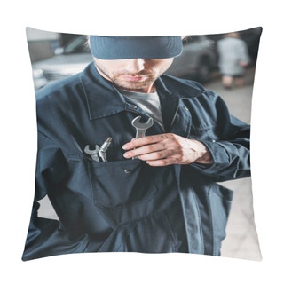 Personality  Workman In Cap And Overalls Holding Tools In Pocket Pillow Covers