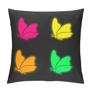 Personality  Big Wing Butterfly Four Color Glowing Neon Vector Icon Pillow Covers