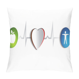 Personality  Healthy Heart Of Paper And Healthy Life Style Symbols Pillow Covers