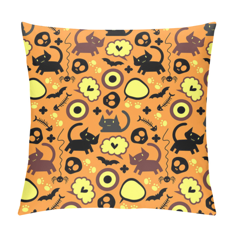 Personality  Halloween seamless pattern with cats pillow covers