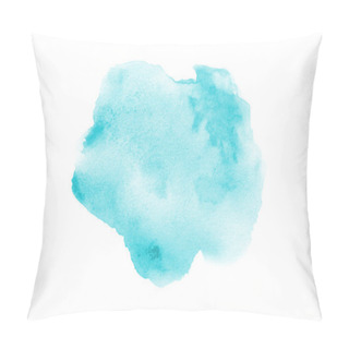 Personality  Abstract Watercolor Background Image With A Liquid Splatter Of Aquarelle Paint, Isolated On White. Light Blue Tones Pillow Covers