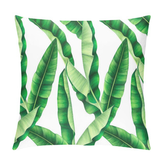 Personality  Seamless Pattern With Banana Leaves. Hand Drawn Watercolor Illustration. Pillow Covers