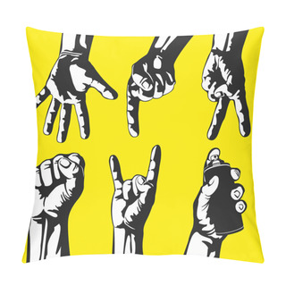 Personality  Set Of Gestures Of Hands In A Vector Pillow Covers