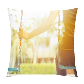 Personality  Lonely Woman Missing Her Boyfriend While Swinging In The Park Of Village Pillow Covers