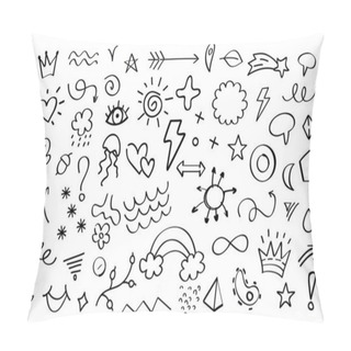Personality  Doodle Elements. Arrows Flowers Leaves And Stars Decorative Elements For Invitation And Greeting Cards. Vector Sketch Set Pillow Covers