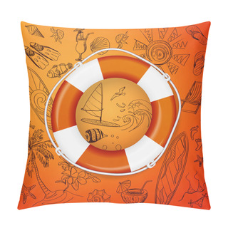 Personality  Life Buoy And Hand Draw Icon Pillow Covers