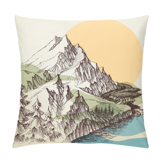 Personality  Alpine River Landscape Hand Drawing Pillow Covers