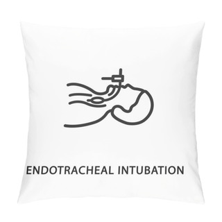 Personality  Endotracheal Intubation Flat Line Icon. Artificial Lung Ventilation Pillow Covers