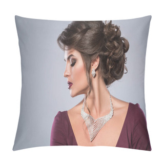 Personality  Woman Wearing Beautiful Jewelry Pillow Covers
