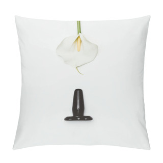 Personality  Black Butt Plug With White Calla Flower Isolated On White Pillow Covers