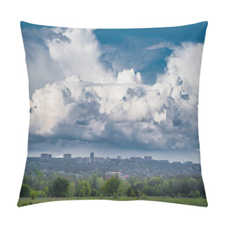 Personality  Sky After Rain With Huge Clouds. City Skyline. Pillow Covers
