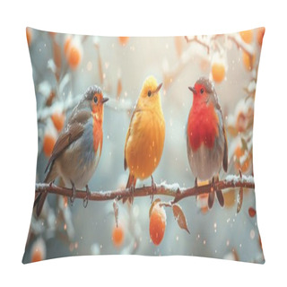 Personality  Harmoniously, Cheerful Pet Birds Chirp, Creating A Musical Symphony Of Joyous Sounds.. Pillow Covers