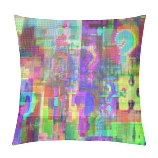 Personality  Signs Of Query, Intricacies And Jigsaw Puzzle In Glitch Space With Fuzziness, Concept Background For Screen, Charts, News, Show, Advt, Teenage Games, Basic Project Etc Pillow Covers