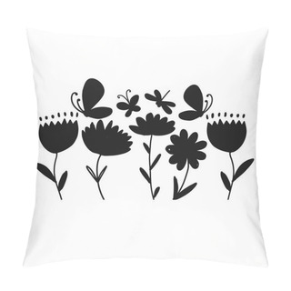 Personality  Flowers And Butterflies, Black Silhouette For Your Design Pillow Covers