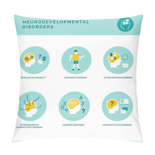 Personality  Neurodevelopmental Disorders Icons Set Pillow Covers