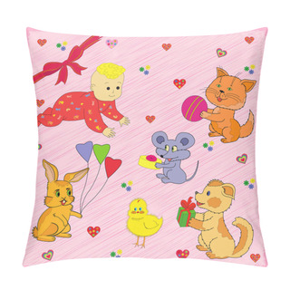 Personality  Animals Greeting A Baby Pillow Covers