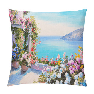 Personality  Oil Painting - House Near Sea Pillow Covers