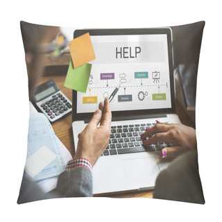 Personality  Man And Woman Looking At Laptop Screen  Pillow Covers