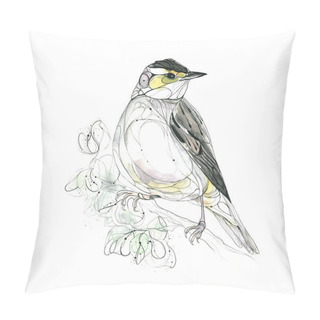 Personality  Watercolor Hand Drawn Bird. Vector Illustration Pillow Covers