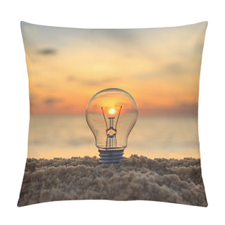 Personality  Close Up Light Bulb On Sunset Beach Pillow Covers