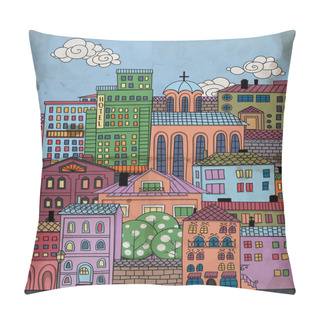 Personality  Hand  Drawn  Town Pillow Covers