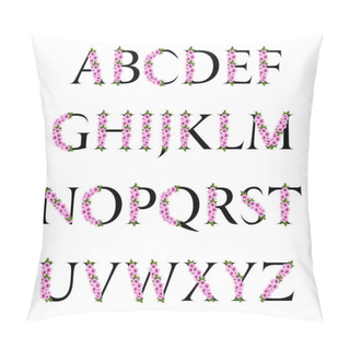 Personality  Spring Alphabet With Gentle Pink Sakura Flowers Letters Pillow Covers