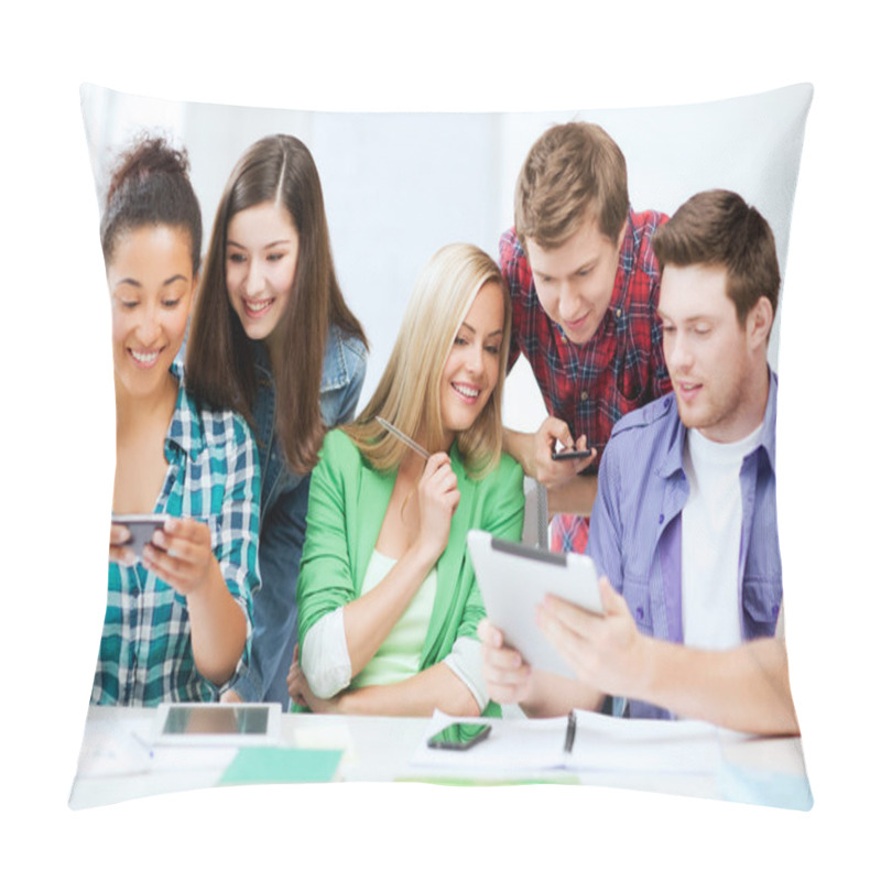 Personality  Students Looking At Smartphones And Tablet Pc Pillow Covers