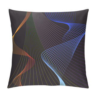 Personality  Illustration With Smooth Flexible Curved Gradient Colored Lines Set Isolated On Dark Bacground For Use In Design Pillow Covers