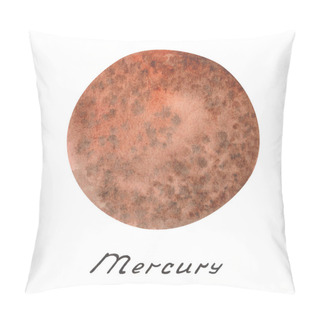 Personality  Watercolor Illustration. Hand Painted Brown, Orange Planet Mercury. Space And Outer Space. Extraterrestrial Object Of Solar System. World Space Week. Isolated Clip Art For Banners, Posters Pillow Covers