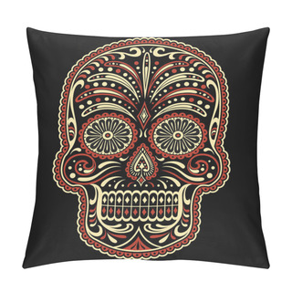 Personality  Ornate Two Color Day Of The Dead Sugar Skull Vector Pillow Covers