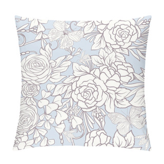 Personality  Floral Seamless Pattern With Butterflies Pillow Covers