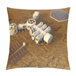 Personality  The Colony On Mars. Autonomous Life On Mars. 3D Rendering Pillow Covers