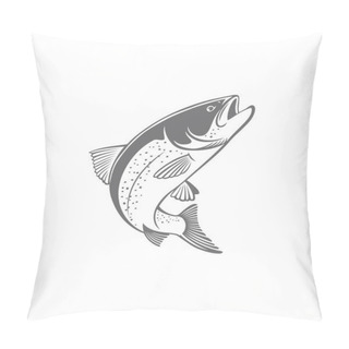 Personality  Trout Fish Icons On The White Background Pillow Covers