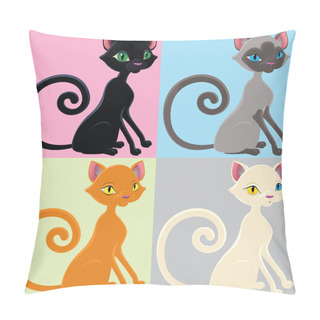 Personality  Cats Of Different Color Pillow Covers
