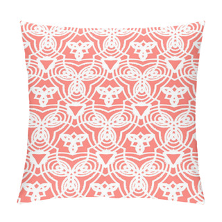 Personality  Vintage Vector Art Deco Pattern In Coral Red Pillow Covers