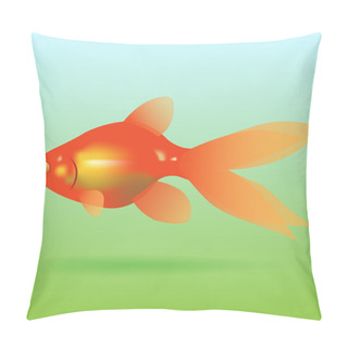 Personality  Goldfish Is Located On A Green Blue Background. Vector Illustration Pillow Covers
