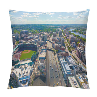 Personality  Fenway Park Aerial View In Fenway And Interstate Highway 90 In Kenmore District In Boston, Massachusetts MA, USA.  Pillow Covers