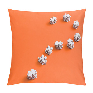 Personality  Question Mark Shape With White Jigsaw Puzzle Pieces On Orange Pillow Covers