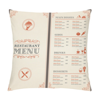 Personality  Classic Restaurant Menu Template Pillow Covers