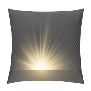 Personality  Sun Light Flare. Sunshine Glowing Effect. Vector Sunrise Shine. Pillow Covers