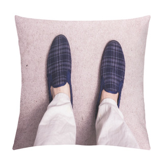 Personality  Feet Wearing Slippers On Carpet Pillow Covers