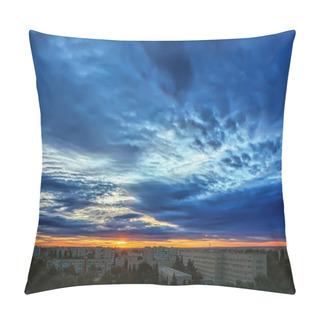 Personality  Sunrise, Sky With Clouds Over Houses Morning City. Pillow Covers