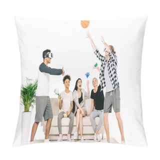 Personality  Multiethnic Friends In Virtual Reality Headsets Pillow Covers