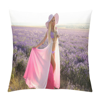 Personality  Gorgeous Sensual Woman With Blond Hair In Elegant Outfit   Pillow Covers